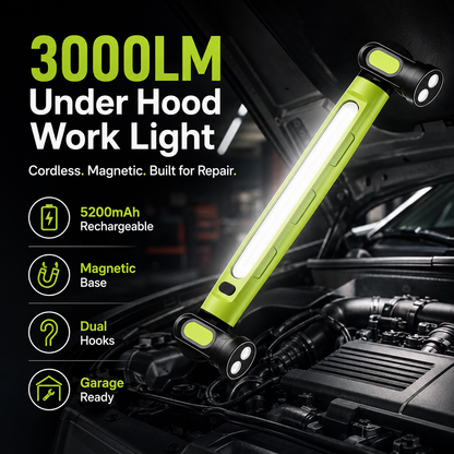 3000LM Cordless Under Hood Work Light Bar for Car Repair & Garage Use