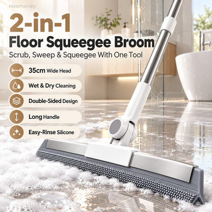 2-in-1 Silicone Floor Squeegee Broom Fast Water Removal for Bathroom, Shower & Floors