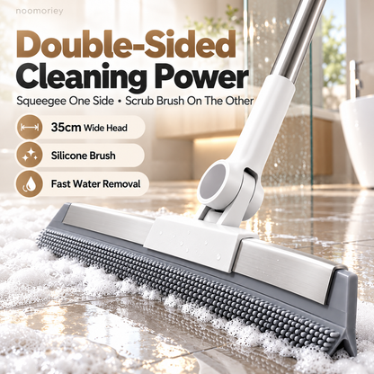 2-in-1 Silicone Floor Squeegee Broom Fast Water Removal for Bathroom, Shower & Floors