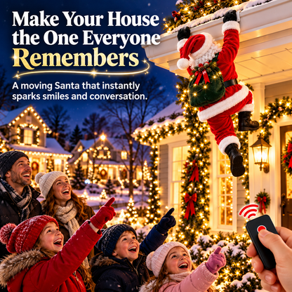 Remote-Controlled Climbing Santa Animated Christmas Roof & Gutter Hanging Decoration