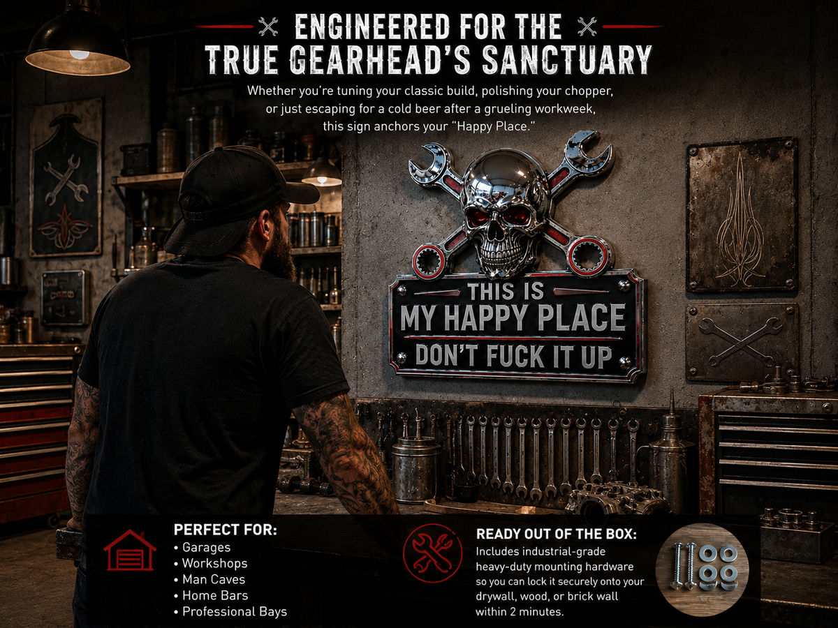"This Is My Happy Place" Garage Wall Sign