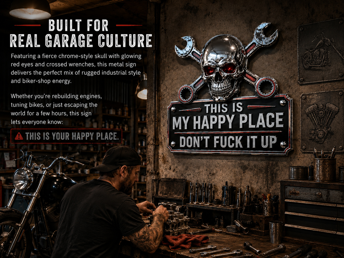 "This Is My Happy Place" Garage Wall Sign