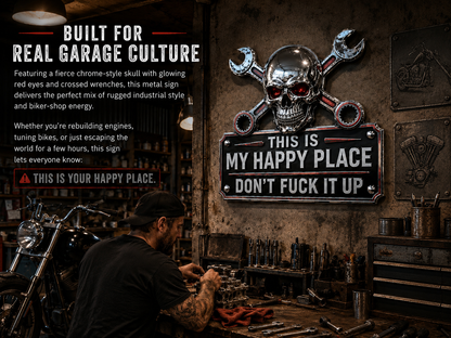 "This Is My Happy Place" Garage Wall Sign