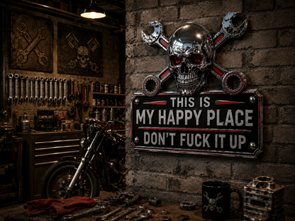 "This Is My Happy Place" Garage Wall Sign