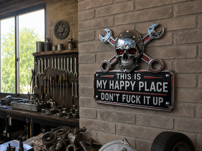 "This Is My Happy Place" Garage Wall Sign
