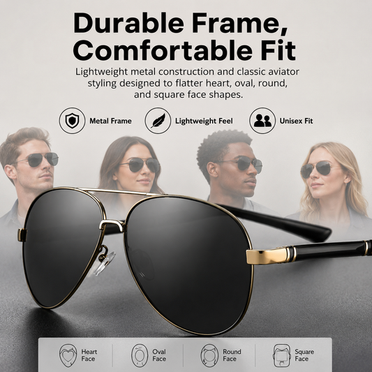 2-Pack Unisex Aviator Sunglasses | 100% Polarized Lenses