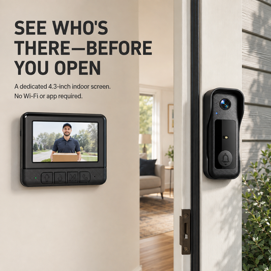 4.3-Inch Screen Video Doorbell See & Talk Without Wi-Fi