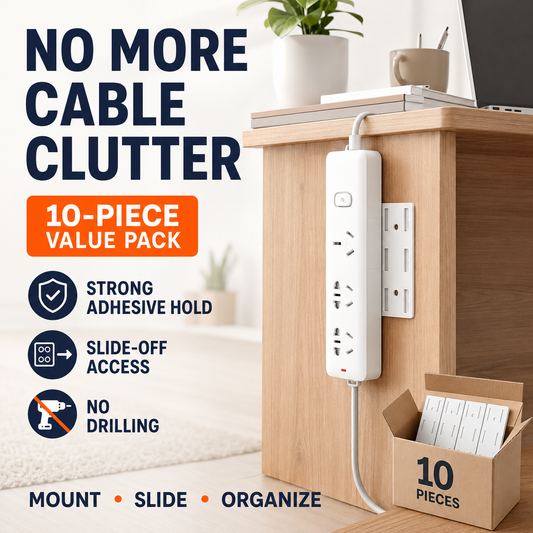 10-Pack No-Drill Power Strip Holders Peel, Stick & Organize