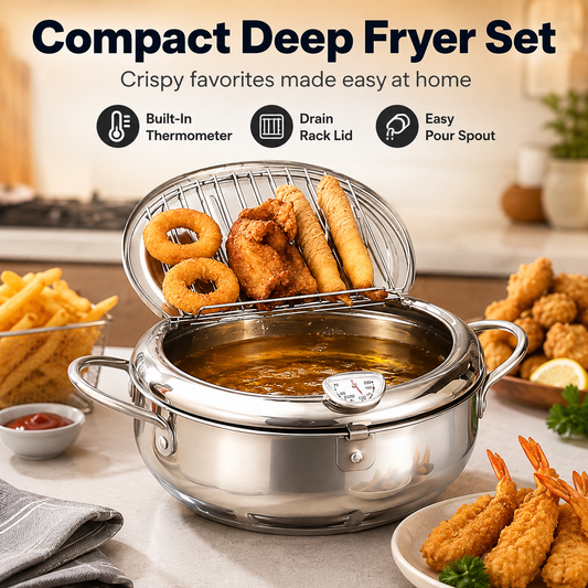 304 Stainless Steel Stovetop Deep Fryer Pot With Thermometer