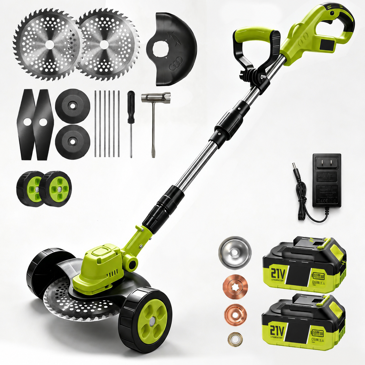 3-in-1 Cordless Lawn Mower with 2 21V Batteries