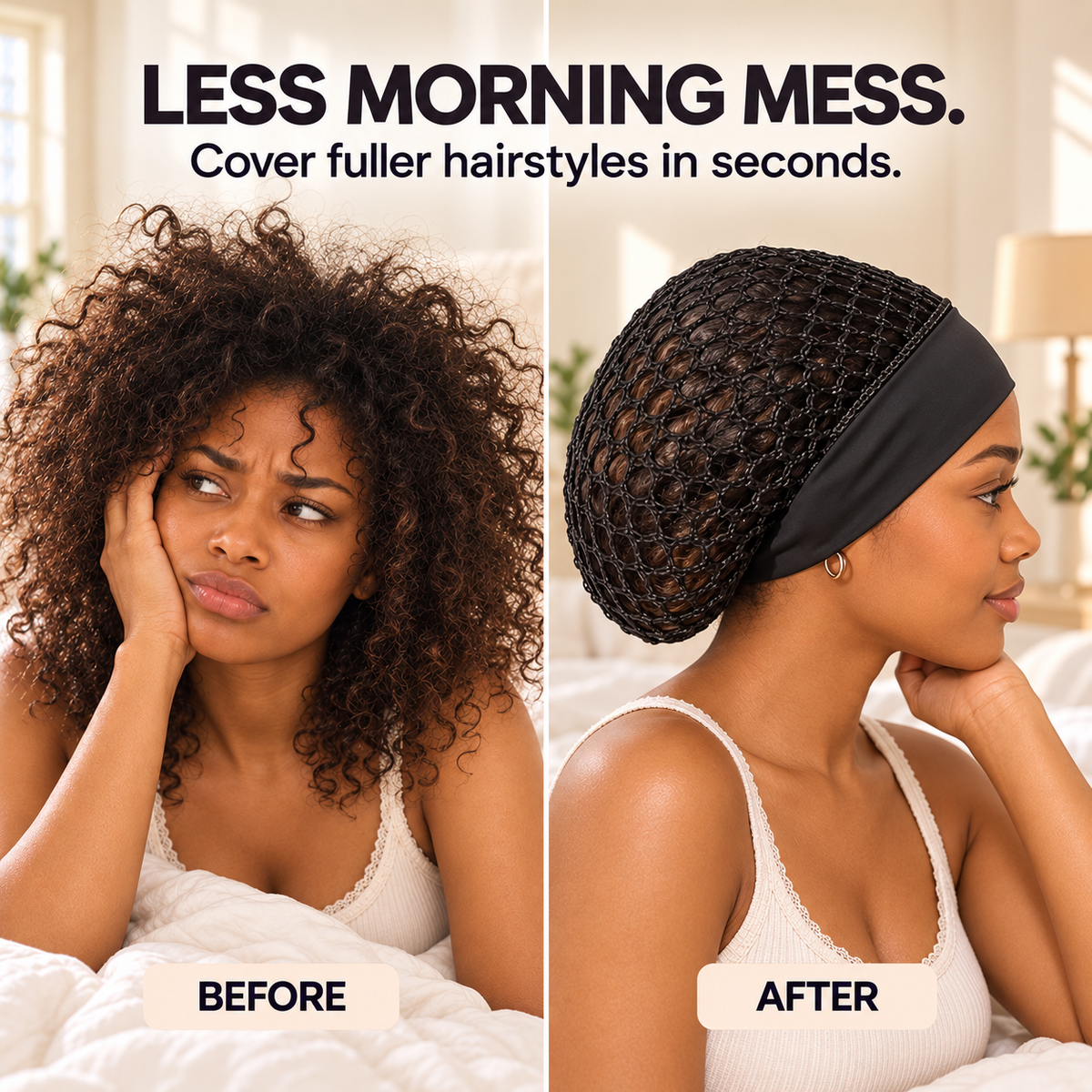 3-Pack Breathable Hair Protection Caps for Curls