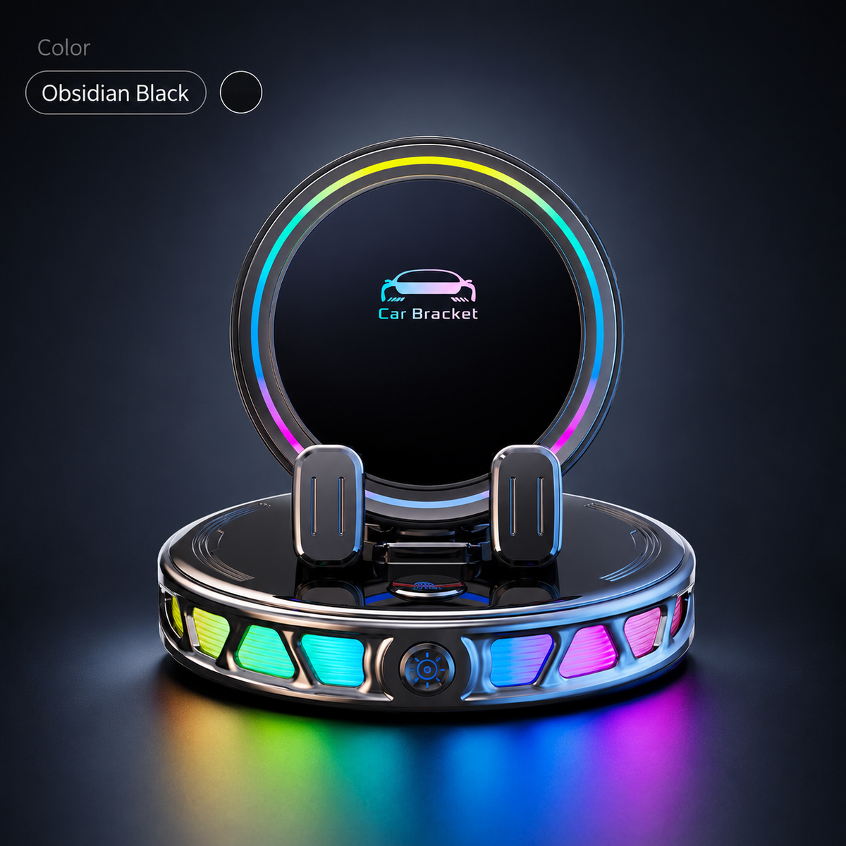 360 Rotating Wireless Charging Car Phone Mount with RGB Ambient Light