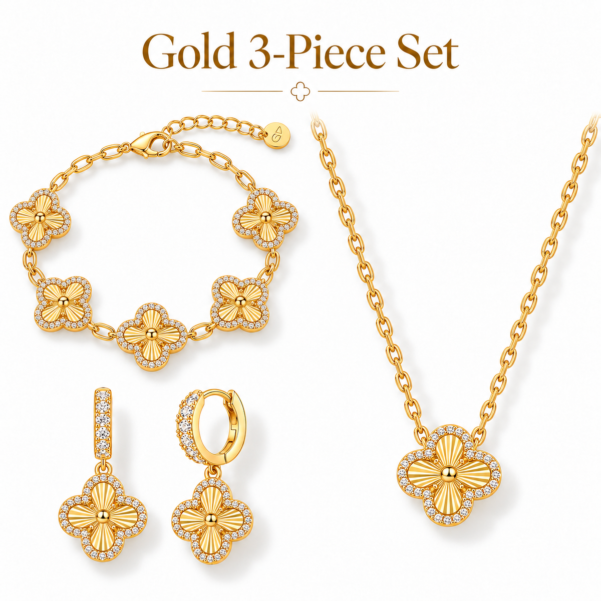 14K Gold-Plated Four-Leaf Clover Bracelet Lucky Charm Jewelry for Women