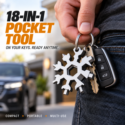 18-in-1 Snowflake Multi-Tool Portable Stainless Steel Survival Tool with Wrench, Screwdrivers & Bottle Opener