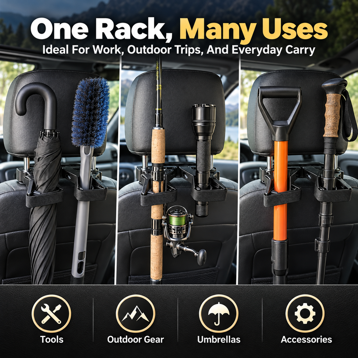 Rugged Vehicle Gear Rack for Camping, Work Tools & Travel