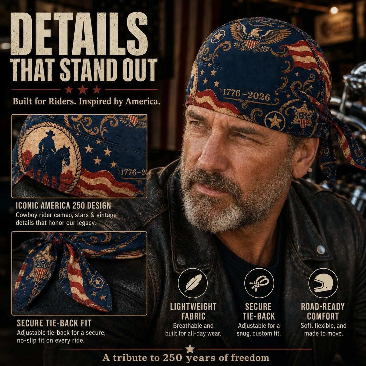 America 250 Cycling Pirate Hat / Biker Headwrap