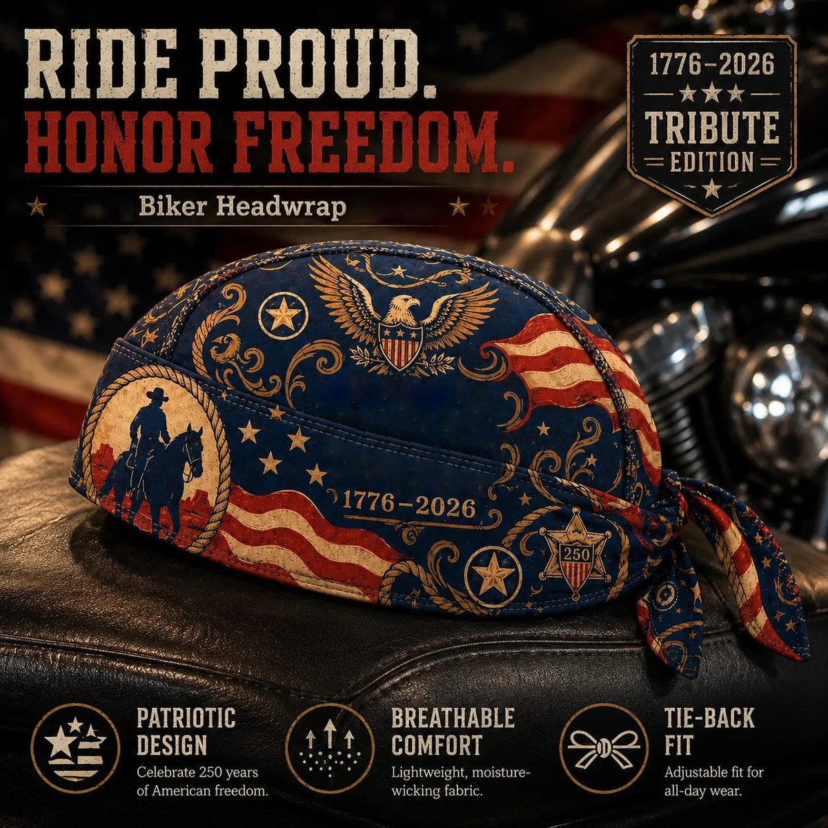 America 250 Cycling Pirate Hat / Biker Headwrap
