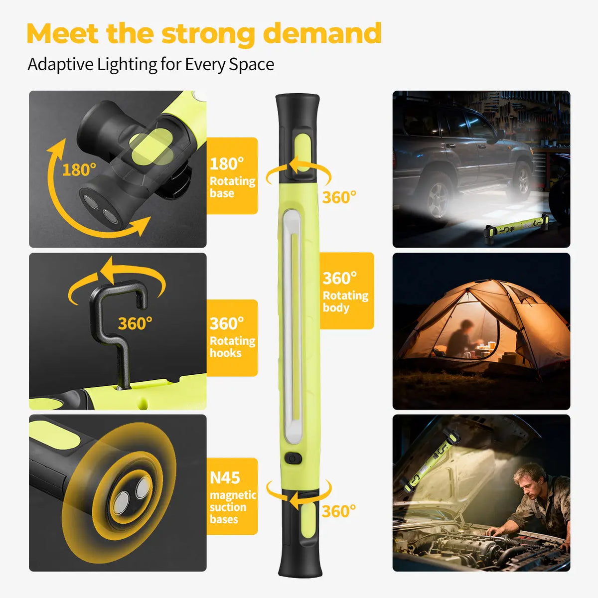 Under Hood Light Bar 3000LM Magnetic LED, 5200mAh Cordless