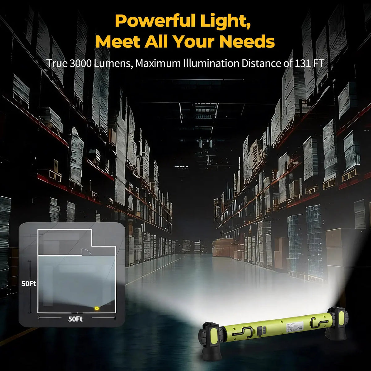 Under Hood Light Bar 3000LM Magnetic LED, 5200mAh Cordless