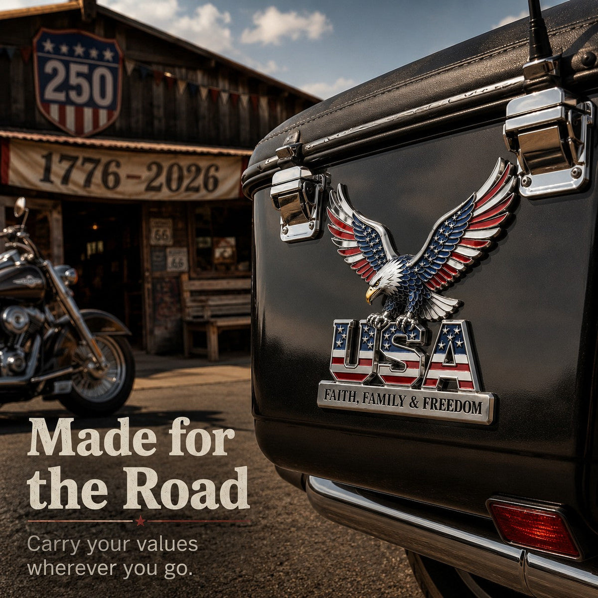 250th Anniversary - USA Faith, Family & Freedom Metal Emblem