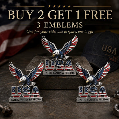 250th Anniversary - USA Faith, Family & Freedom Metal Emblem