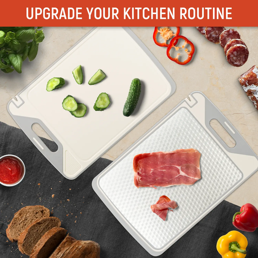 2-in-1 Dual Sided Titanium Cutting Board, Stainless Steel & PP Kitchen Chopping Board