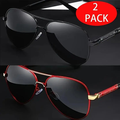 2-Pack Unisex Aviator Sunglasses | 100% Polarized Lenses