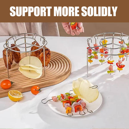 2 Pack Stainless Steel Air Fryer Skewer Rack, 360 No Flip Kabob Grill Stand