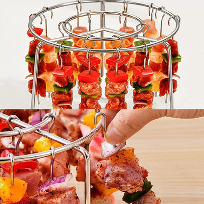 2 Pack Stainless Steel Air Fryer Skewer Rack, 360 No Flip Kabob Grill Stand