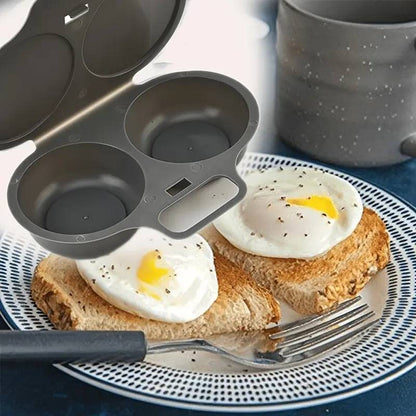 2-Cavity Microwave Egg Poacher Quick Oil-Free Egg Cooker for Easy Breakfasts