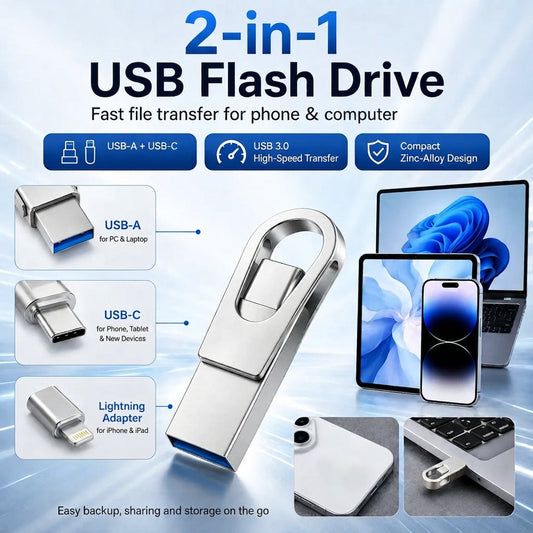 2026 2-in-1 USB C Pendrive High-Speed Memory for Students & Office