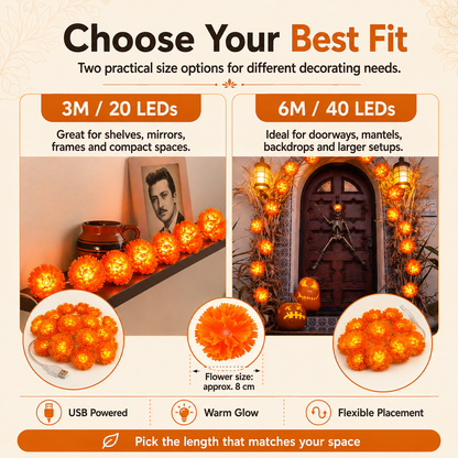 USB Charging Lighted Marigold Garland