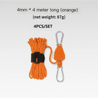 Portable Adjustable Fix Tent High Strength Fast Release Pulley Camping Rope