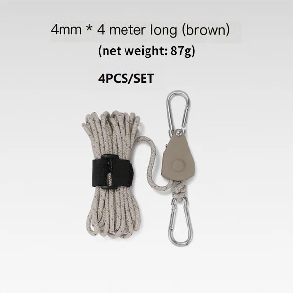 Portable Adjustable Fix Tent High Strength Fast Release Pulley Camping Rope