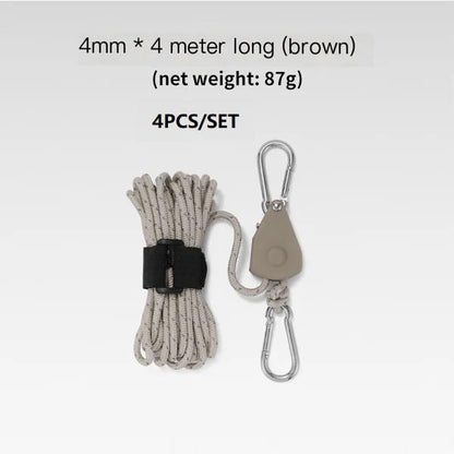 Portable Adjustable Fix Tent High Strength Fast Release Pulley Camping Rope
