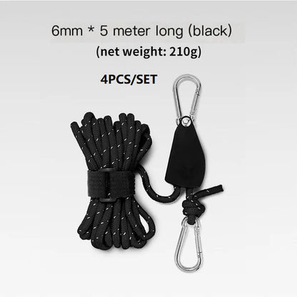 Portable Adjustable Fix Tent High Strength Fast Release Pulley Camping Rope