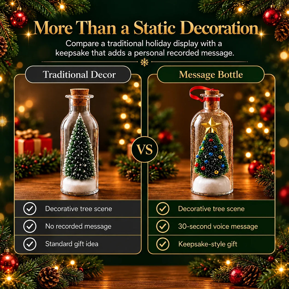 🎄Voice Recordable Ornament Glass Christmas Tree 🎁