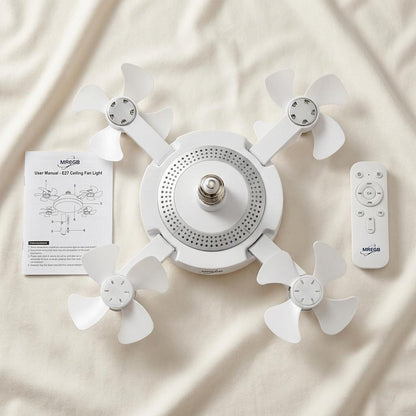 2026 E27 2-in-1 Fan Light | Silent Remote LED Cooling Combo