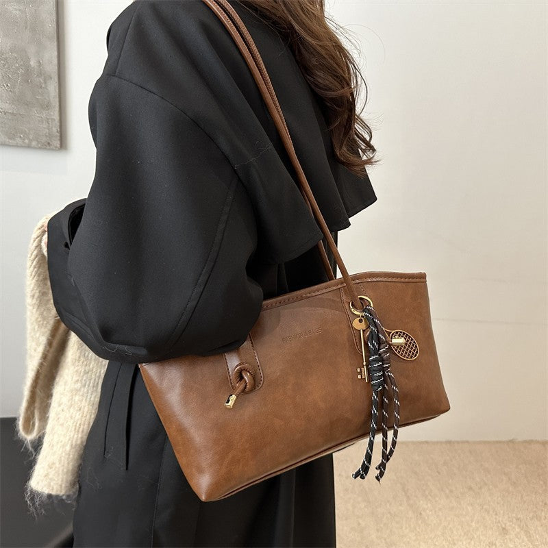 Women's Elegant Solid Color Large Capacity Shoulder Bag | Trendy Versatile Tote for Daily Commute & Casual Use