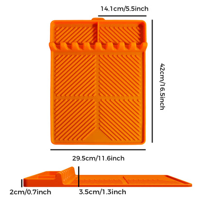 16.5" 11" Silicone Grill Side Shelf Mat Heat-Resistant, Non-Slip & Dishwasher Safe BBQ Organizer