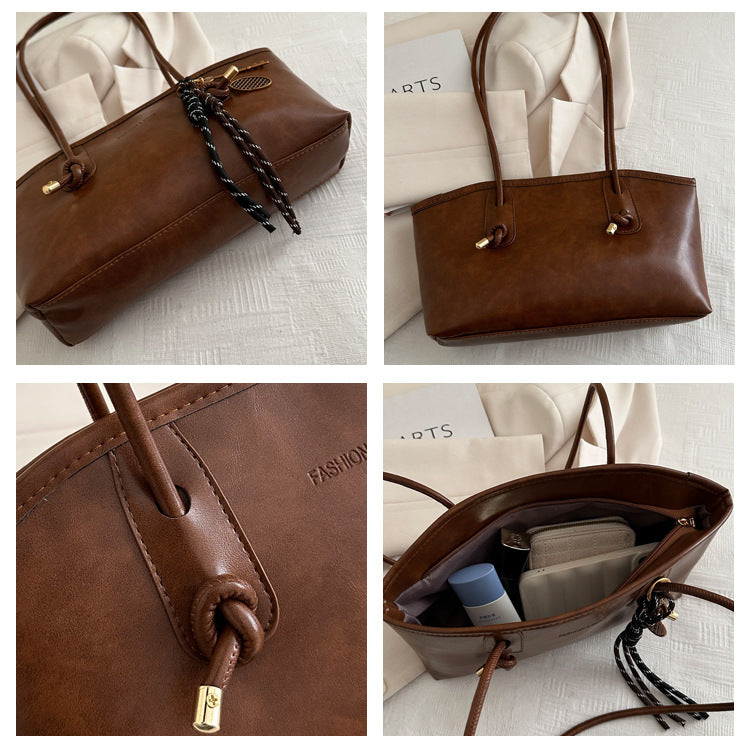 Women's Elegant Solid Color Large Capacity Shoulder Bag | Trendy Versatile Tote for Daily Commute & Casual Use
