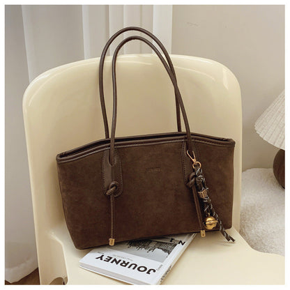 Women's Elegant Solid Color Large Capacity Shoulder Bag | Trendy Versatile Tote for Daily Commute & Casual Use