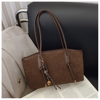 Women's Elegant Solid Color Large Capacity Shoulder Bag | Trendy Versatile Tote for Daily Commute & Casual Use
