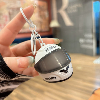 Mini Motorcycle Helmet LED Keychain Light-Up Rider Charm for Keys, Bags & Gifts