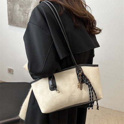 Women's Elegant Solid Color Large Capacity Shoulder Bag | Trendy Versatile Tote for Daily Commute & Casual Use