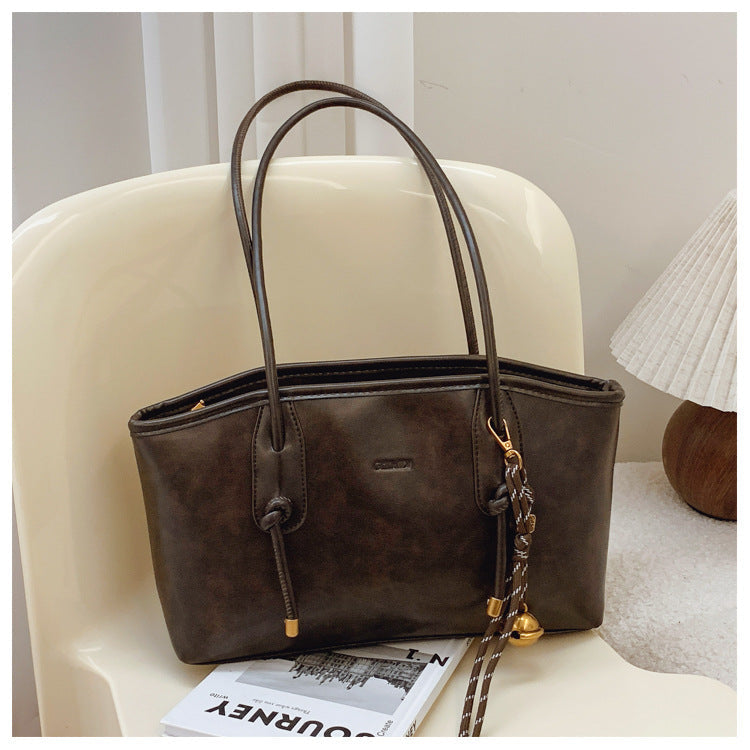 Women's Elegant Solid Color Large Capacity Shoulder Bag | Trendy Versatile Tote for Daily Commute & Casual Use