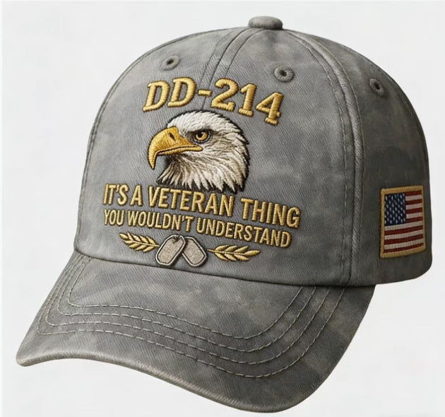 100% Handmade DD-214 Veteran Honor Embroidered Cap