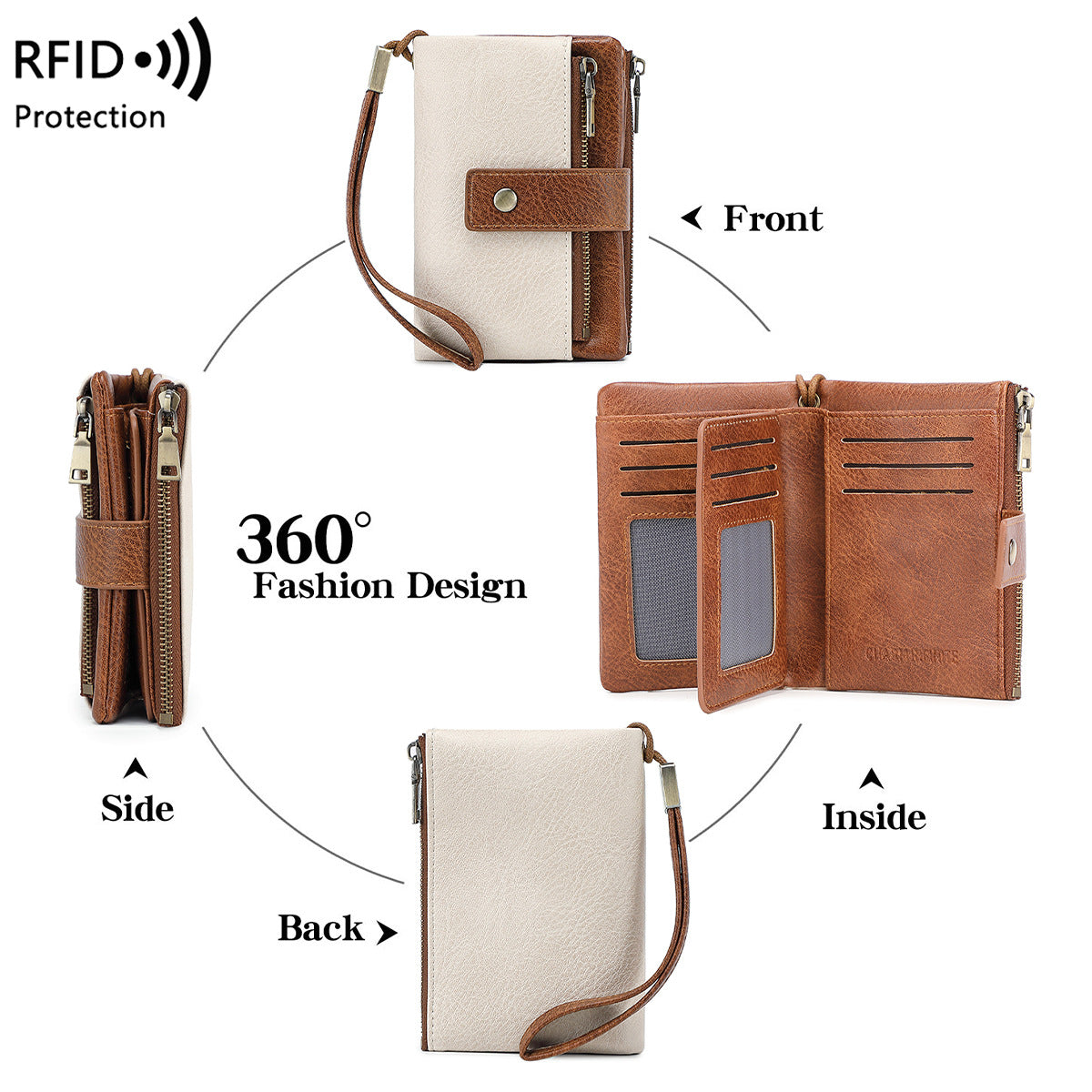 Women's Retro Style RFID Blocking Tri-fold Wallet