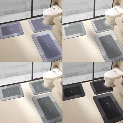 3-Piece Anti-Slip Bathroom Mat Set Quick-Dry U-Shaped Toilet & Floor Mats