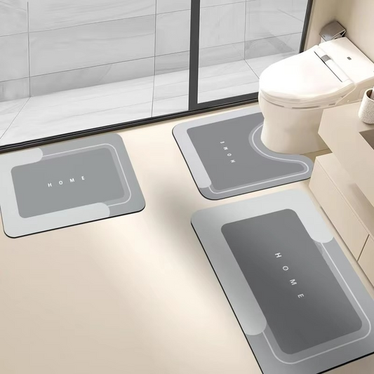 3-Piece Anti-Slip Bathroom Mat Set Quick-Dry U-Shaped Toilet & Floor Mats